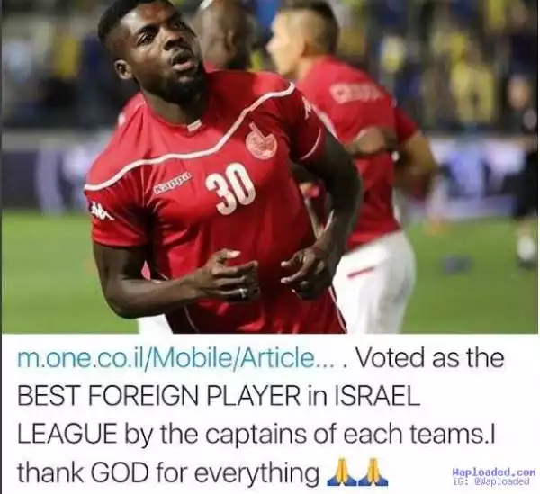 Super Eagles midfielder John Ogu voted the best foreign player in Israel